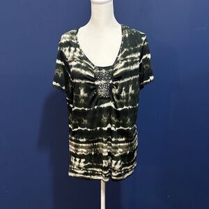 Onque Casuals Black and White Tie-Dye Top